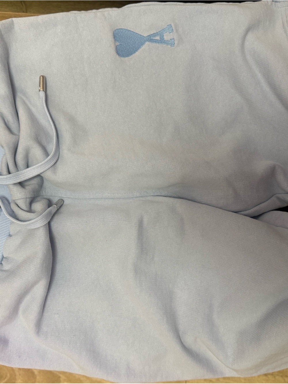 Ami Alexandre Mattiussi Pale Blue Knit Sweater with Pink Detail